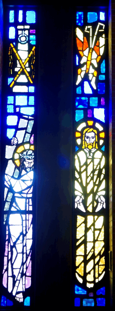 Left: VII THE CRUCIFIXTION WINDOW; Right: VIII THE RESURRECTION WINDOW